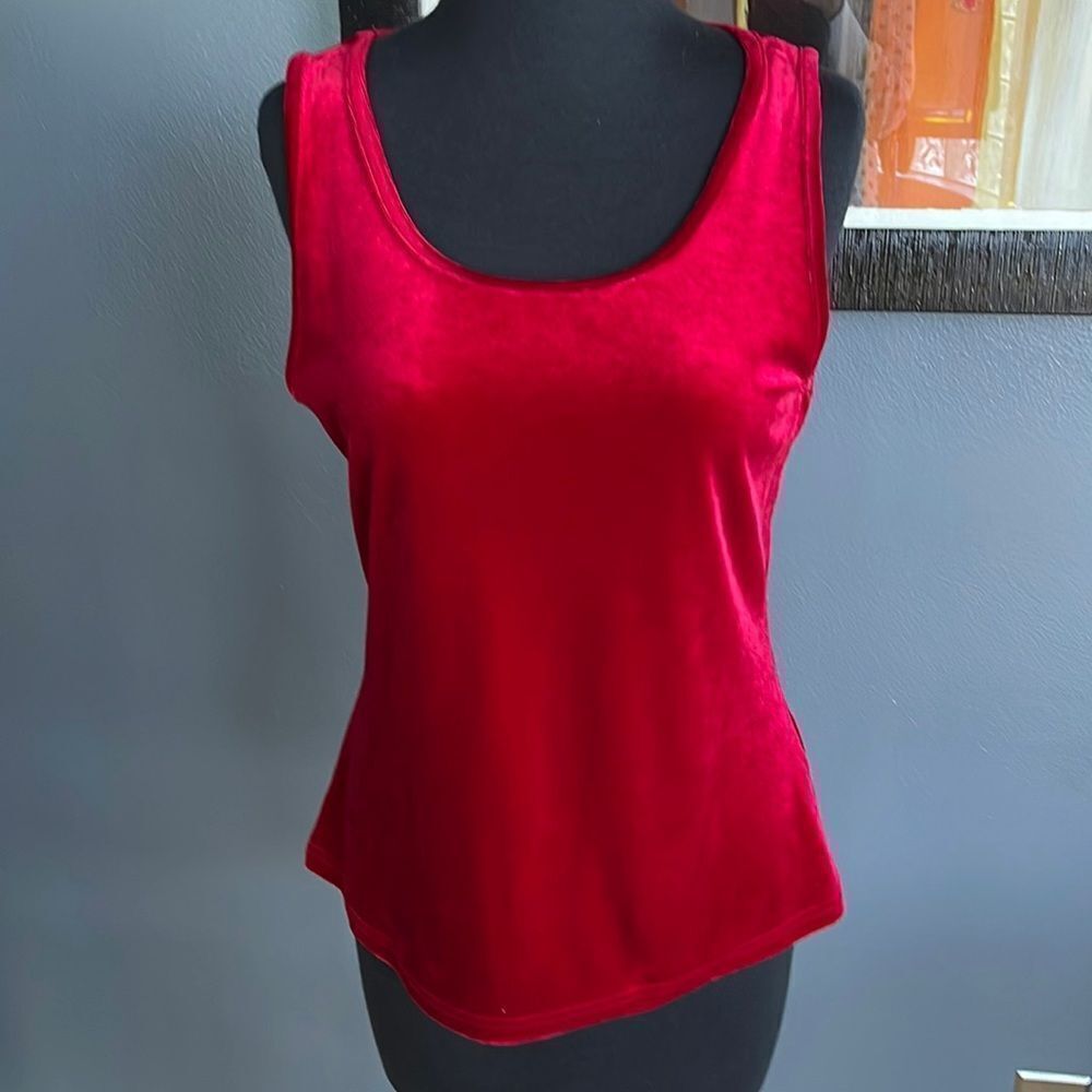 A.Z.I. deep cherry stretch velour tank. Medium.